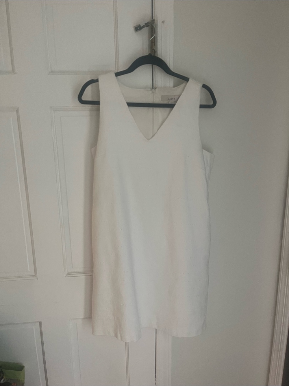LOFT White Sleeveless V-Neck Mini Shift Dress
